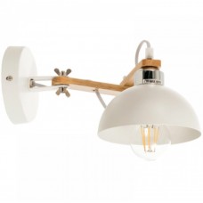 Απλίκα Τοίχου 1xE27 230V Λευκή Μέταλλο με Ξύλο 43382-WH